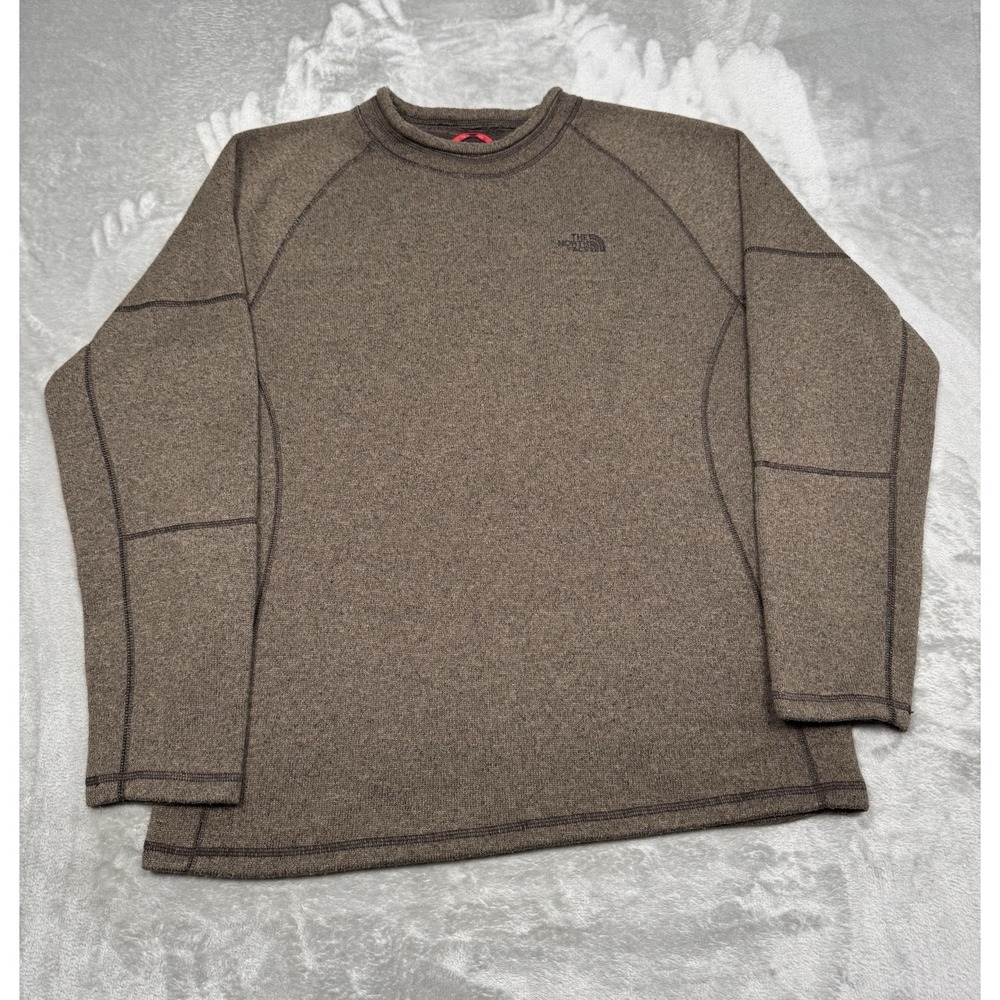North Face Sweatshirt Mens Large Brown Pullover Crewneck Brown Fleece Shirt
